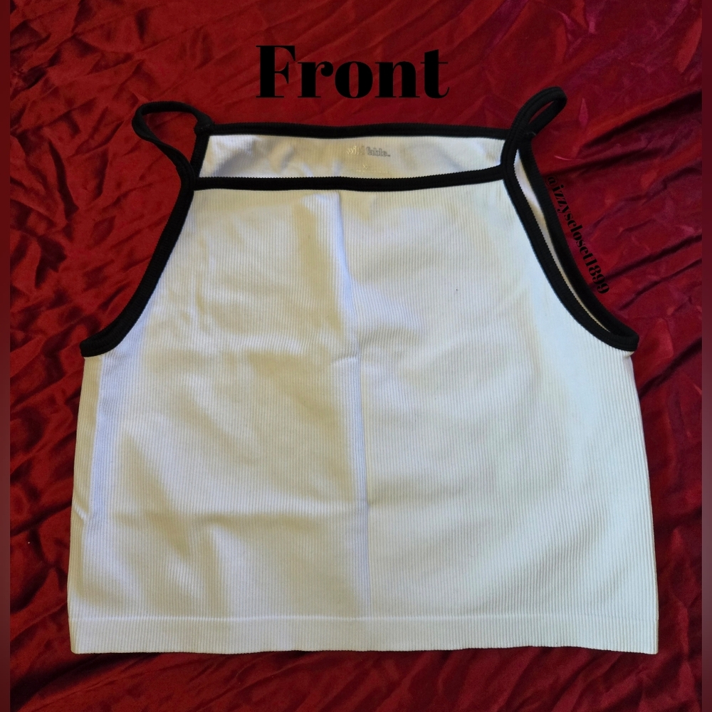 Wild Fable Square Neck Cropped Cami in black and white